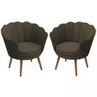 Kit 02 Poltronas Decorativa Madeira Amaryllis Veludo At Moveis