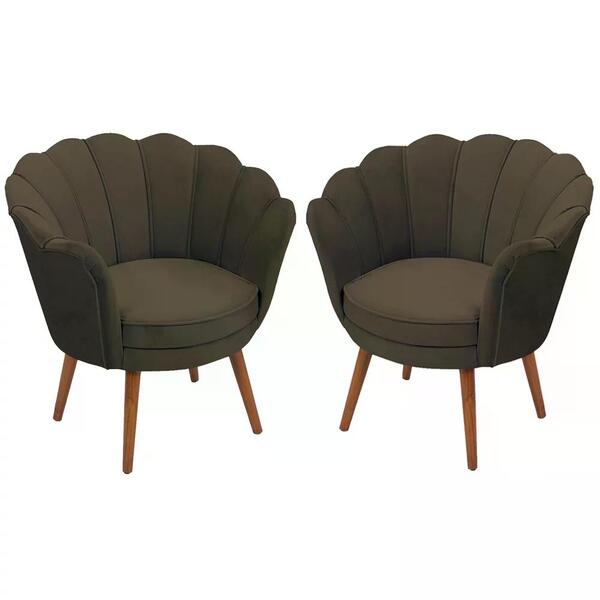 Kit 02 Poltronas Decorativa Madeira Amaryllis Veludo At Moveis