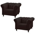 Kit 02 Poltronas Decorativa Maggiore Couro Marrom Café - Gran