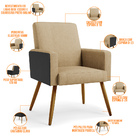 Kit 02 Poltronas Decorativa Maria W01 Pés Palito Linho Bege E