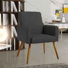 Kit 02 Poltronas Decorativa Maria W01 Pés Palito Linho Chumbo