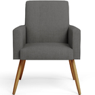 Kit 02 Poltronas Decorativa Maria W01 Pés Palito Linho Cinza