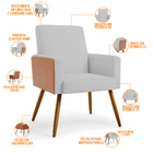 Kit 02 Poltronas Decorativa Maria W01 Pés Palito Linho Cinza