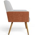 Kit 02 Poltronas Decorativa Maria W01 Pés Palito Linho Cinza