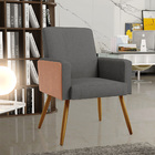 Kit 02 Poltronas Decorativa Maria W01 Pés Palito Linho Cinza