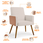 Kit 02 Poltronas Decorativa Maria W01 Pés Palito Linho Cru Co