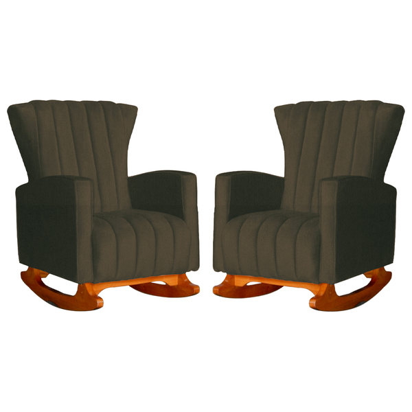 Kit 02 Poltronas Decorativa Melinda Pés Balanço Suede Cores -