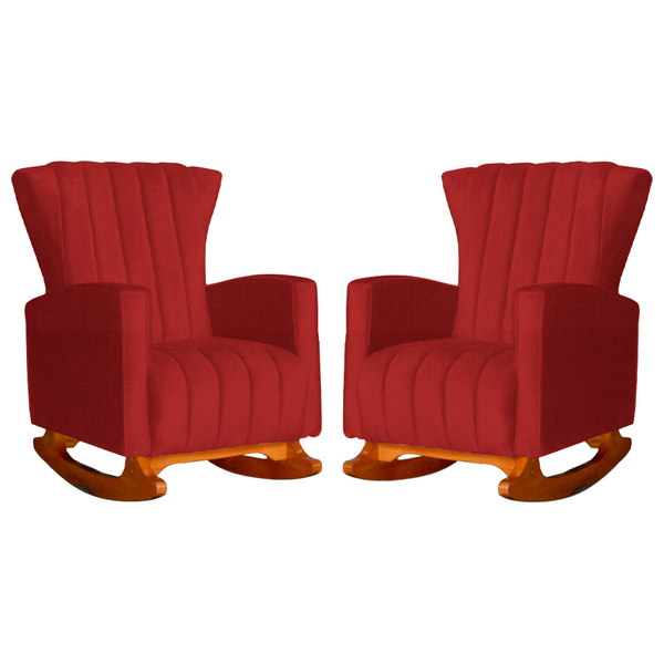 Kit 02 Poltronas Decorativa Melinda Pés Balanço Suede Cores -