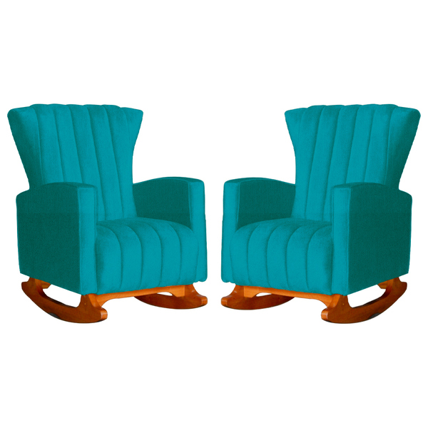 Kit 02 Poltronas Decorativa Melinda Pés Balanço Suede Cores -