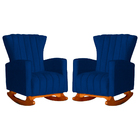 Kit 02 Poltronas Decorativa Melinda Pés Balanço Suede Cores -