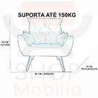 Kit 02 Poltronas Decorativa Melissa Pés Madeira Suede Turquesa