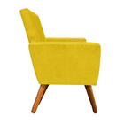 Kit 02 Poltronas Decorativa Nina Pés Madeira Corano Amarelo