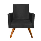 Kit 02 Poltronas Decorativa Nina Pés Madeira Corano Preto