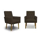 Kit 02 Poltronas Decorativa Nina Retro Suede Marrom