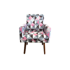 Kit 02 Poltronas Decorativa Nina Suede Quadros Rose Para Sala