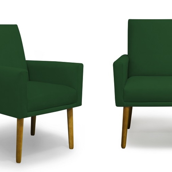 Kit 02 Poltronas Decorativa Nina Suede Verde - Meulardecor