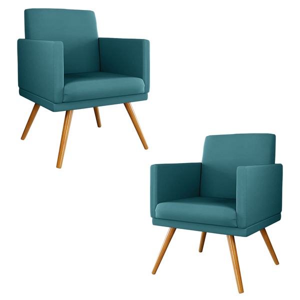 Kit 02 Poltronas Decorativa Nina Turquesa Ciano - Star Confort
