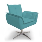 Kit 02 Poltronas Decorativa Opala Base Giratória  Cromada Alu