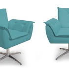 Kit 02 Poltronas Decorativa Opala Base Giratória  Cromada Alu