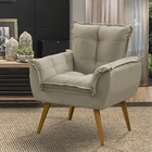 Kit 02 Poltronas Decorativa Opala Suede Bege