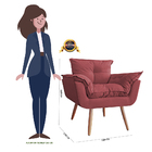 Kit 02 Poltronas Decorativa Opalla Pés Palito Suede Bordô - D