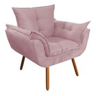 Kit 02 Poltronas Decorativa Opalla Pés Palito Suede Rosa - Ds