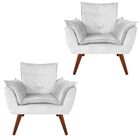 Kit 02 Poltronas Decorativa Opalla Suede Branco - Dominic Dec