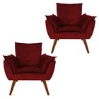 Kit 02 Poltronas Decorativa Opalla Suede Vinho - Dominic Decor