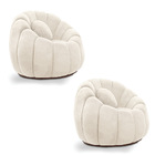 Kit 02 Poltronas Decorativa Orgânica Para Sala Cloud Bouclê E