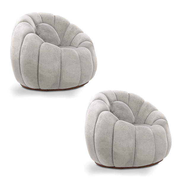 Kit 02 Poltronas Decorativa Orgânica Para Sala Cloud Bouclê E