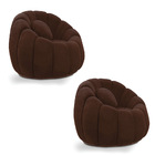 Kit 02 Poltronas Decorativa Orgânica Para Sala Cloud Bouclê E