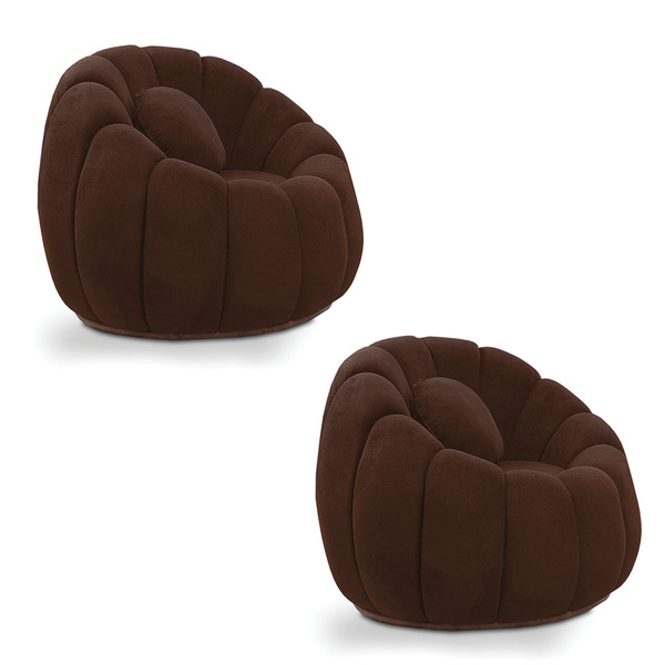 Kit 02 Poltronas Decorativa Orgânica Para Sala Cloud Bouclê E