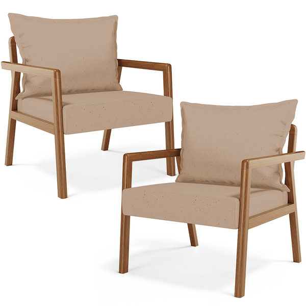 Kit 02 Poltronas Decorativa Para Sala De Estar Alícia L02 Lin