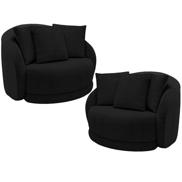 Kit 02 Poltronas Decorativa Para Sala De Estar Base Giratória