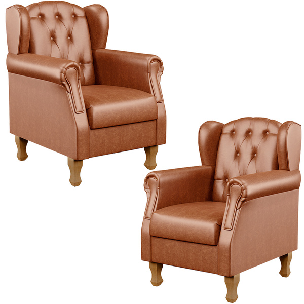 Kit 02 Poltronas Decorativa Para Sala De Estar Yara P02 Courí