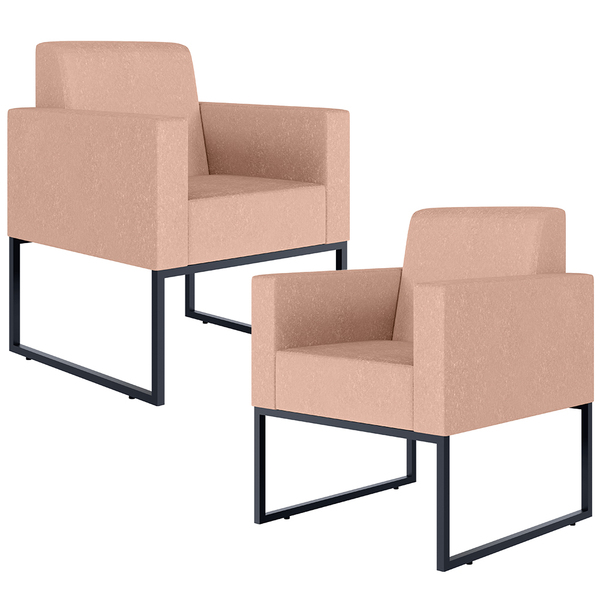 Kit 02 Poltronas Decorativa Para Sala E Recepção Base Fixa De