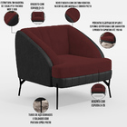 Kit 02 Poltronas Decorativa Pés Aço Coral D02 Corano Preto B-