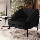 Kit 02 Poltronas Decorativa Pés De Aço Coral D02 Corano Preto