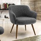 Kit 02 Poltronas Decorativa Pés Palito Jade D02 Linho Chumbo