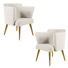 Kit 02 Poltronas Decorativa Pés Palito Metalizados D'ouro Sab