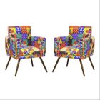 Kit 02 Poltronas Decorativa Pés Palito Nina Com Rodapé Suede