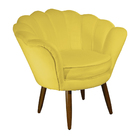 Kit 02 Poltronas Decorativa Pétala Pés Palito Suede Amarelo -