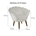 Kit 02 Poltronas Decorativa Pétala Pés Palito Suede Bege - Ds