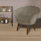 Kit 02 Poltronas Decorativa Pétala Pés Palito Suede Capuccino