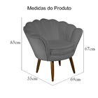 Kit 02 Poltronas Decorativa Pétala Pés Palito Suede Cinza - D