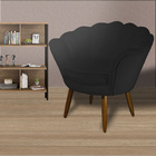 Kit 02 Poltronas Decorativa Pétala Pés Palito Suede Preto - D