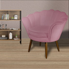 Kit 02 Poltronas Decorativa Pétala Pés Palito Suede Rosa - Ds