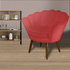 Kit 02 Poltronas Decorativa Pétala Pés Palito Suede Vermelho