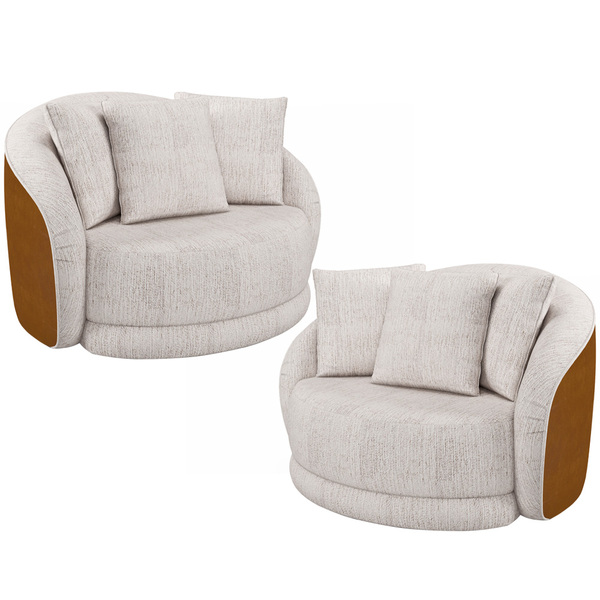 Kit 02 Poltronas Decorativa Sala Base Giratória Witta M03 Cou