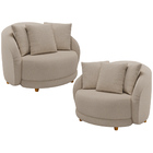 Kit 02 Poltronas Decorativa Sala De Estar Base Fixa De Madeir